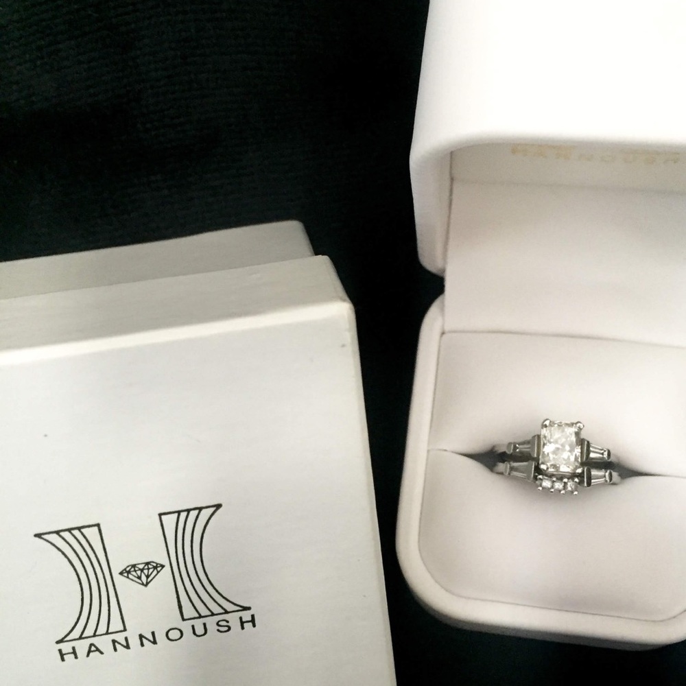 Platinum, enhancement ring and wedding band.